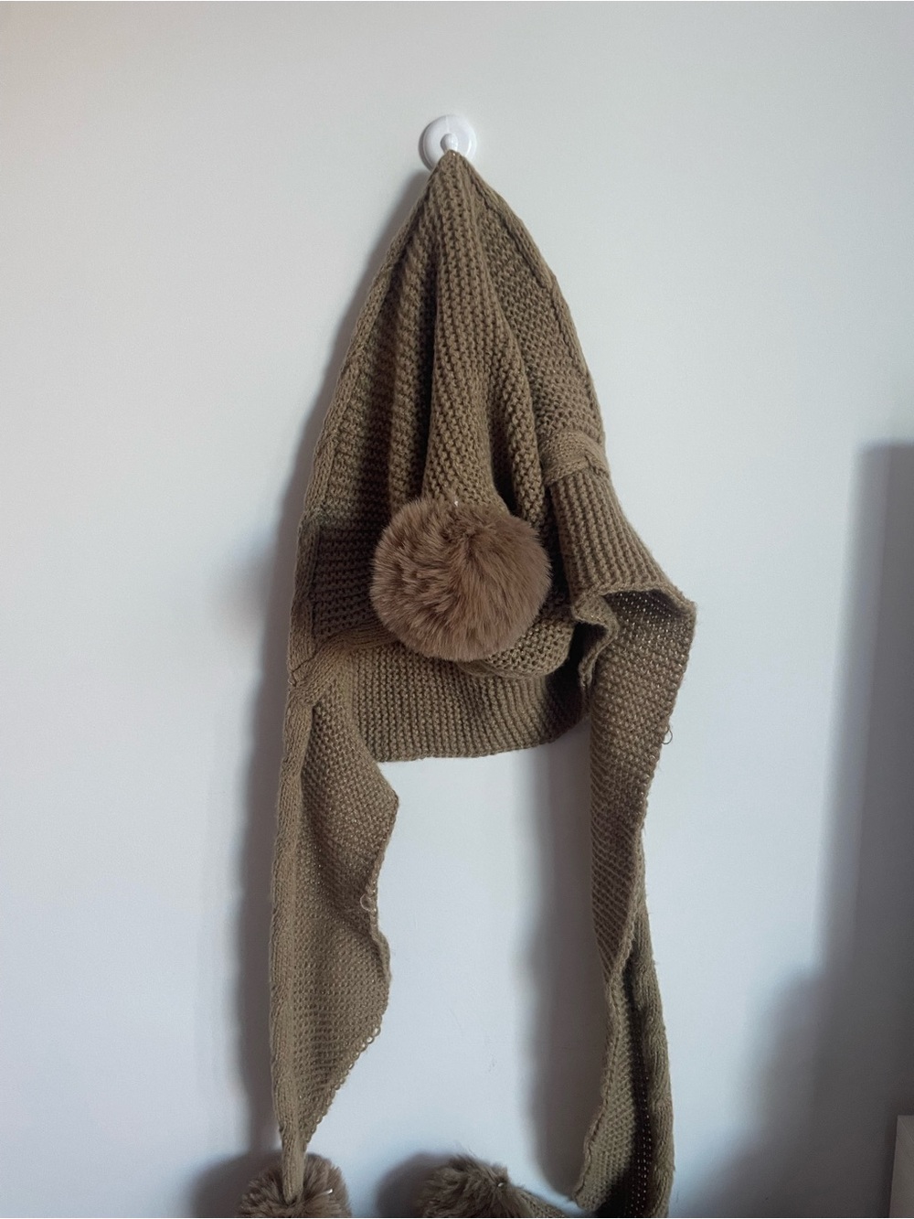 SHEIN Cozy Warm Fleece-Lined Knit Hooded Scarf Beanie